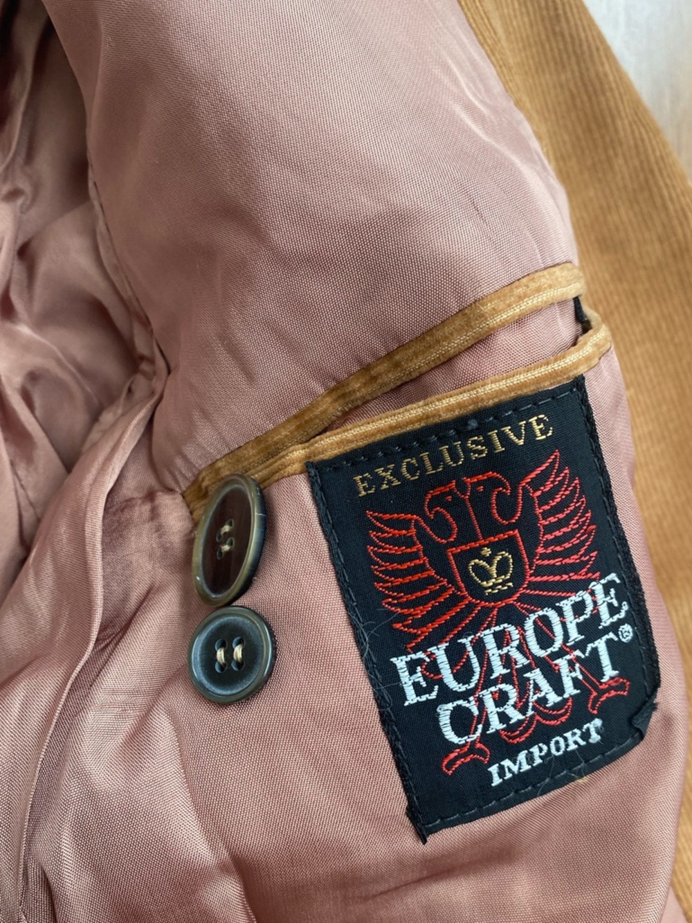 Vintage Europe Craft Jacket Mens Brown Corduroy 70s look Button - Picture 5 of 6